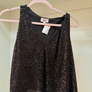 Black Sequin Sleeveless Top